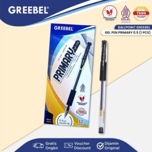 GREEBEL PULPEN GEL / GEL PEN GP-510 PRIMARY 0.5 HITAM (1PCS) BALLPEN GEL BALLPOINT BOLPEN BOLPOIN PENA GEL