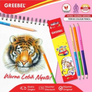 GREEBEL PENSIL WARNA 12 WARNA / BI COLOUR 12 WARNA (7206) / WARNA LEBIH NYATA