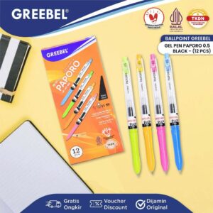 GREEBEL PULPEN GEL / GEL PEN GP-507 PAPORO MX 0.5 (12PCS/SET) / BALLPEN PENA