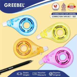 GREEBEL CORRECTION TAPE GCT-1227 PASTEL LUCU / TIP EX KERTAS ROLL PITA KOREKSI PULPEN