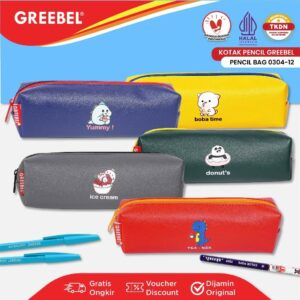 GREEBEL TEMPAT PENSIL (PENCIL BAG 0304-12) / KOTAK PENCIL PEN ANAK LUCU CUTE WARNA WARNI / PENYIMPANAN ALAT TULIS