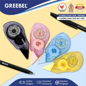 GREEBEL CORRECTION TAPE GCT-802 PASTEL LUCU / TIP EX KERTAS ROLL PITA KOREKSI PULPEN