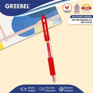 GREEBEL PULPEN GEL / GEL PEN GENARA GP-508 0.5 MERAH (1PCS) / BALLPOINT BOLPEN BOLPOIN PENA GEL