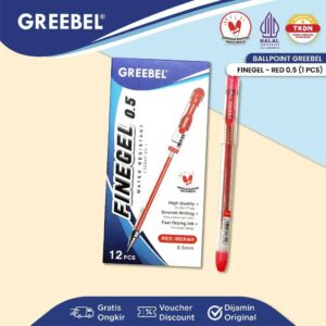 GREEBEL PULPEN GEL / GEL PEN FINE GEL 0.5 MERAH (1PCS) / BALLPEN GEL BALLPOINT BOLPEN BOLPOIN PENA GEL 501