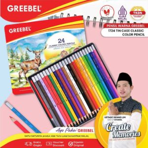 GREEBEL PENSIL WARNA ANAK 1724 CLASSIC TIN CASE (ISI 24) / COLORING PENCILS CERAH NON TOXIC