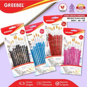 GREEBEL KUAS LUKIS BRUSH PAINT SET / KUAS MELUKIS (AB-12F)