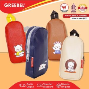 GREEBEL TEMPAT PENSIL (PENCIL BAG 1803) / KOTAK PENCIL PEN ANAK LUCU CUTE WARNA WARNI / PENYIMPANAN ALAT TULIS