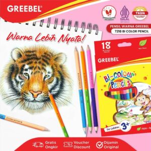 GREEBEL PENSIL WARNA / COLORED PENCIL / BI COLOUR 36 WARNA (7218) / WARNA LEBIH NYATA