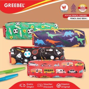 GREEBEL TEMPAT PENSIL (PENCIL BAG 1804 L) / KOTAK PENCIL PEN ANAK LUCU CUTE WARNA WARNI / PENYIMPANAN ALAT TULIS