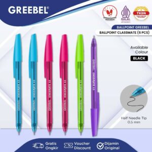 GREEBEL PULPEN BALLPOINT / CLASSMATE 0.5 HITAM (6PCS/SET) / PULPEN GREEBEL / PENA / BALLPEN