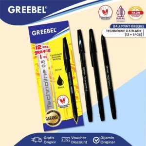 GREEBEL PULPEN BOLPOIN 1 PACK TECHNOLINE 0.5 HITAM [ 13 PCS/SET ]
