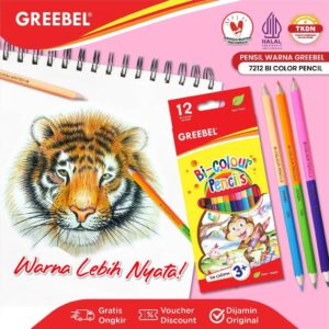 GREEBEL PENSIL WARNA / COLORED PENCIL / BI COLOUR 24 WARNA (7212) / WARNA LEBIH NYATA