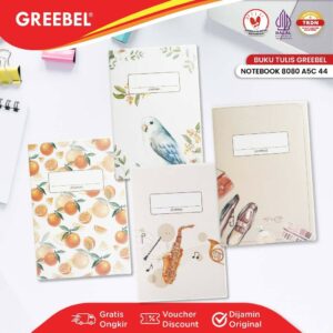 GREEBEL NOTEBOOK A5 BUKU DIARY AESTHETIC / NOTEBOOK 8080 A5C 44 / BUKU NOTE BINDER 80 HALAMAN / BUKU TULIS LUCU PASTEL