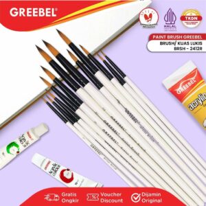 GREEBEL KUAS LUKIS BRUSH PAINT SET / KUAS MELUKIS (2412R)