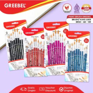 GREEBEL KUAS LUKIS BRUSH PAINT SET / KUAS MELUKIS (AB-12R)