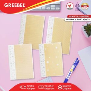 GREEBEL NOTEBOOK A5 BUKU DIARY AESTHETIC / NOTEBOOK 8080 A5O 39 / BUKU NOTE BINDER 80 HALAMAN / BUKU TULIS LUCU PASTEL