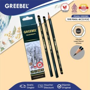 GREEBEL PENSIL KAYU 4B 7018 (12PCS/SET) / / PENSIL TULIS UJIAN SEKOLAH PENSIL GAMBAR