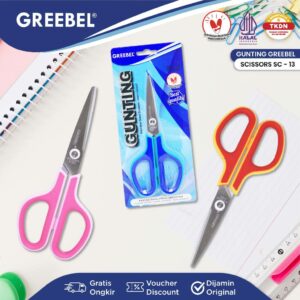 GREEBEL GUNTING SEDANG SCISSOR (GUNTING (SC-13) / GUNTING STAINLESS / ANTI KARAT NYAMAN DIGENGGAM