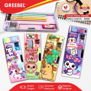 GREEBEL KOTAK PENSIL MAGNET MULTIFUNGSI SERUTAN / TEMPAT PENSIL SERUTAN LUCU (81008) / PENCIL CASE / PENSIL BAG ANAK SEKOLAH