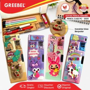 GREEBEL KOTAK PENSIL MAGNET MULTIFUNGSI MAINAN 3D KARAKTER / TEMPAT PENSIL SERUTAN LUCU (81011) / PENCIL CASE / PENSIL BAG ANAK MAINAN 3D SEKOLAH