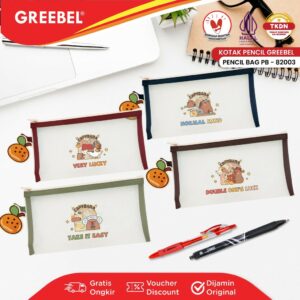 GREEBEL TEMPAT PENSIL JARING TRANSPARAN CAPYBARA (PB-82003) MAP ZIPPER SLETING