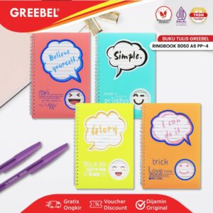 GREEBEL NOTEBOOK A6 BUKU DIARY AESTHETIC / RINGBOOK 8060 A6 PP-4 / BUKU NOTE BINDER 60 HALAMAN / BUKU TULIS LUCU PASTEL
