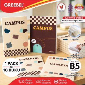 (10 BUKU) GREEBEL BUKU TULIS CAMPUS BOXY 36 LEMBAR (1 PACK 10 BUKU) B5 36-12 SCHOOL BOOK I BUKU TULIS GREEBEL