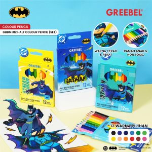 GREEBEL PENSIL WARNA PENDEK HALF CLASSIC COLOUR PENCIL SET 12 WARNA EDISI BATMAN GBBM 312