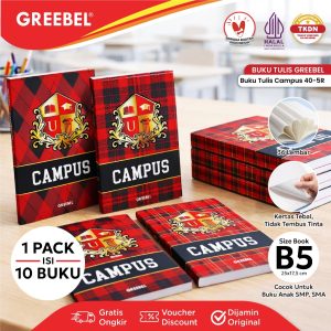 (10 BUKU) GREEBEL BUKU TULIS CAMPUS BOXY 40 LEMBAR (1 PACK 10 BUKU) B5 40-5R SCHOOL BOOK I BUKU TULIS GREEBEL