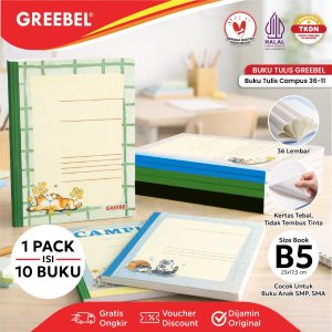 (10 BUKU) GREEBEL BUKU TULIS CAMPUS BOXY 36 LEMBAR (1 PACK 10 BUKU) B5 36-11 SCHOOL BOOK I BUKU TULIS GREEBEL