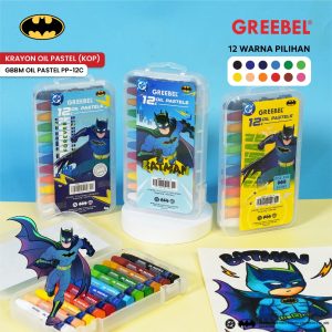 GREEBEL CRAYON OIL PASTEL BATMAN 12 WARNA (GBBM 12C) PREMIUM KRAYON GREEBEL