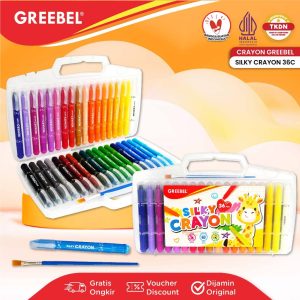 GREEBEL CRAYON SILKY OIL PASTEL 36 WARNA SILKY GREEBEL KRAYON HALUS MEWARNAI