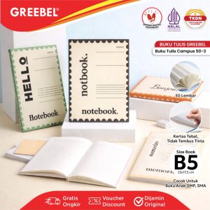 (1 BUKU) GREEBEL BUKU TULIS CAMPUS BOXY 50 LEMBAR (1PCS) SCHOOL BOOK B5 50-3 I BUKU TULIS GREEBEL