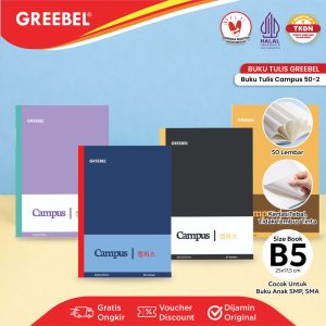 (1 BUKU) GREEBEL BUKU TULIS CAMPUS BOXY COVER KOREA 50 LEMBAR (1PCS) SCHOOL BOOK B5 50-2 I BUKU TULIS GREEBEL