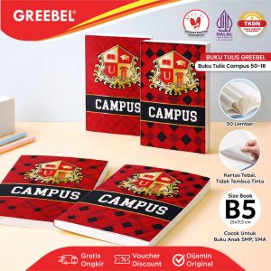 (1 BUKU) GREEBEL BUKU TULIS CAMPUS BOXY 50 LEMBAR (1PCS) SCHOOL BOOK B5 50-1R I BUKU TULIS GREEBEL