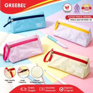 GREEBEL TEMPAT PENSIL BENTUK SEGITIGA WARNA PASTEL LUCU KOTAK PENCIL CASE PB 0309-40