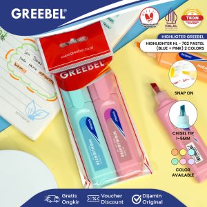 GREEBEL HIGHLIGHTER 2IN1 PASTEL PINK & BLUE - 2 WARNA HL-702