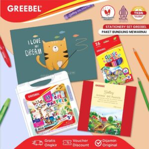 GREEBEL PAKET BUNDLING MEWARNAI / 1 Set Perlengkapan Menggambar / Art / Drawing / Coloring / Colouring Anak Sekolah