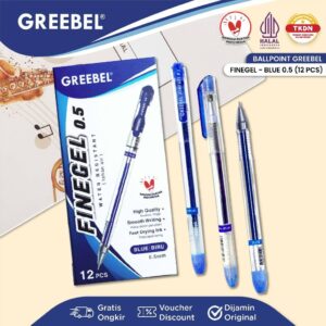 [ 12 Pulpen ] Greebel Pulpen Gel Pen 1 Box GP-501 Fine Gel - Biru (12PCS/SET)