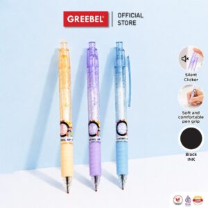 (1 Pulpen) GREEBEL Gel Pen Pulpen Gel Hitam 0.5mm GP-517 Flux (1PCS) Pulpen Cetek Silent Clicker