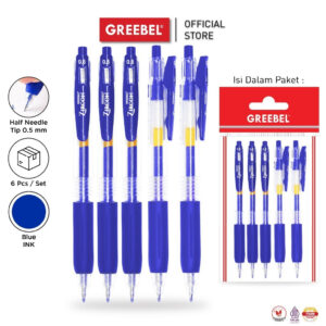 GREEBEL PULPEN GEL / GEL PEN GP-509 ZIRCON BIRU 0.5 (6PCS/SET) / BALLPEN GEL BALLPOINT BOLPEN BOLPOIN PENA GEL