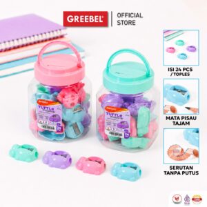[ 1 TOPLES ] Rautan Serutan Pensil Greebel Kura-kura (24PCS/JAR)