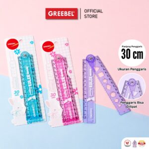 GREEBEL Foldable Ruler GB L30-5 Penggaris Lipat Panjang 30 cm Color Mistar Lipat Plastik Mika Geometric Karakter Lucu