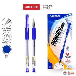 GREEBEL PULPEN GEL / GEL PEN GP-510 PRIMARY 0.5 BIRU (12PCS/SET) / BALLPEN GEL BALLPOINT BOLPEN BOLPOIN PENA GEL