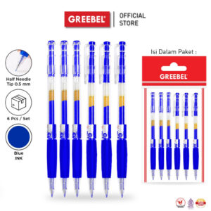 GREEBEL PULPEN GEL / GEL PEN GP-504 VIERO BLUE 0.5 (6PCS/SET) / BALLPEN GEL BALLPOINT BOLPEN BOLPOIN PENA GEL