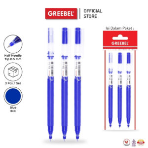 GREEBEL PULPEN GEL / GEL PEN RIVAL GP-502 0.5 TINTA BIRU (3PCS/SET) / BALLPEN GEL BALLPOINT BOLPEN BOLPOIN PENA GEL