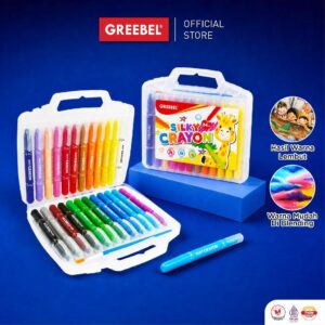 GREEBEL CRAYON SILKY OIL PASTEL 24 WARNA SILKY GREEBEL KRAYON HALUS MEWARNAI