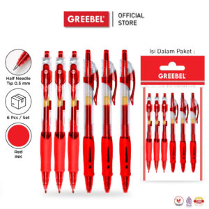 GREEBEL PULPEN GEL / GEL PEN GP-503 WRITEC 0.5 MERAH (6PCS/SET) PULPEN GEL / GEL PEN BALLPEN GEL BALLPOINT BOLPEN BOLPOIN PENA GELGEL