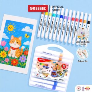 GREEBEL SPIDOL WARNA WARNI 1 SET / SPIDOL MARKER ACRYLIC SINGLE HEAD (18 WARNA) / SPIDOL WARNA / SKETCH MARKER / SPIDOL SET