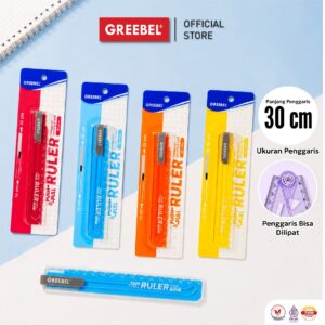 GREEBEL Ruler Push & Pull 30 CM L30- 6 Penggaris Tarik Geser Extendable Ruler Mistar Plastik Sekolah